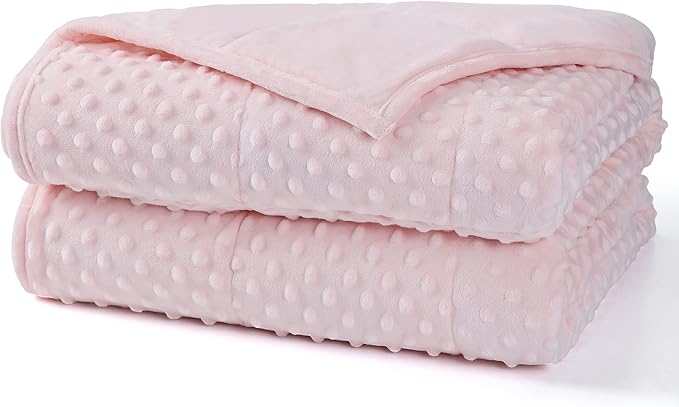 Alomidds Weighted Blanket, Luxury Velvet Weighted Blankets for Adults and Kids,Warm and Breathable Soft and Comfort Minky, Cute Heavy Blanket with Premium Glass Beads (41"x60" 7LBS, Pink)