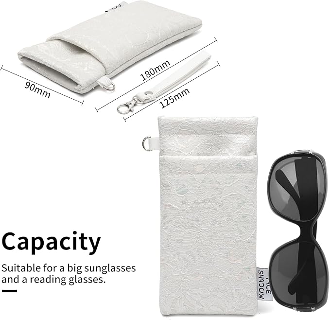 Face Shadow Double Glasses Case Soft Eyeglass Case For Women Men Squeeze Top Sunglasses Case With Cleaning Cloth