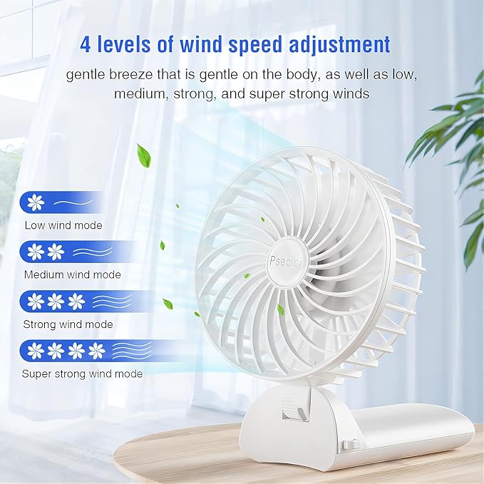 Handheld Fan, Mini Portable Personal Fan with lanyard, 4 Speeds Level 180° Foldable Design for Desk/Travel/Office/Outdoor