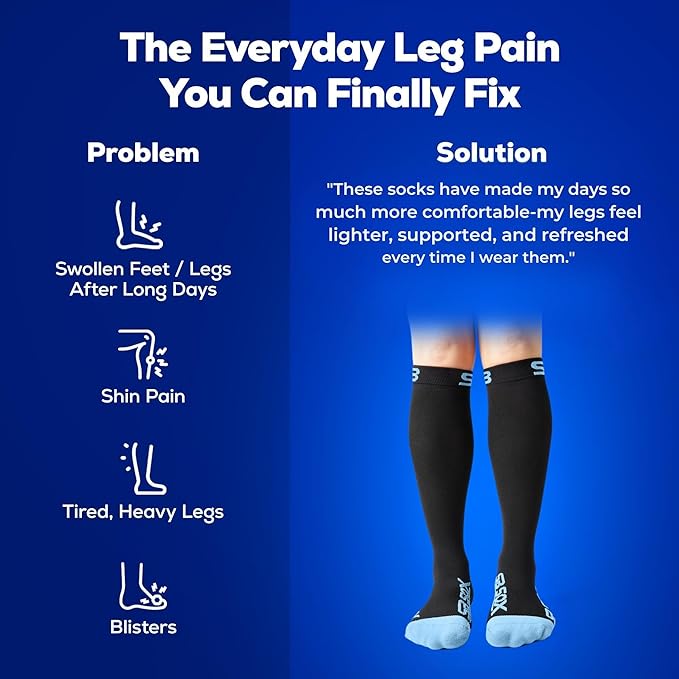 SB SOX Lite Compression Socks for Men & Women (15-20mmHg) – Best Compression Socks for Travel, Sports, and Daily Wear - XXL Sizes too!