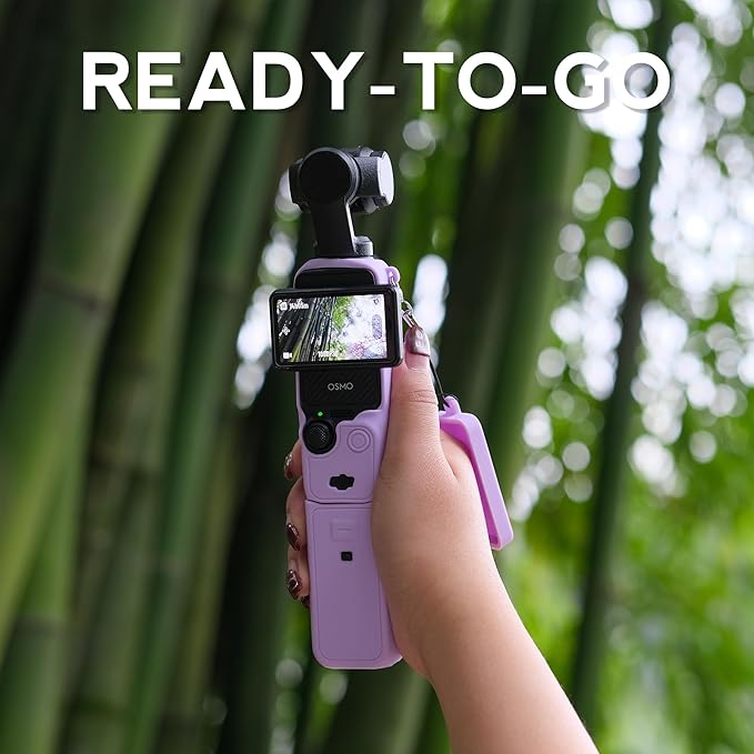 Protective Case for DJI Osmo Pocket 3 / Xtra Muse Camera, Soft Silicone Grip Cover with Screen Protection & Mic, Lightweight, Anti-Scratch, for Travel, Vlogging, Daily Filming – Purple
