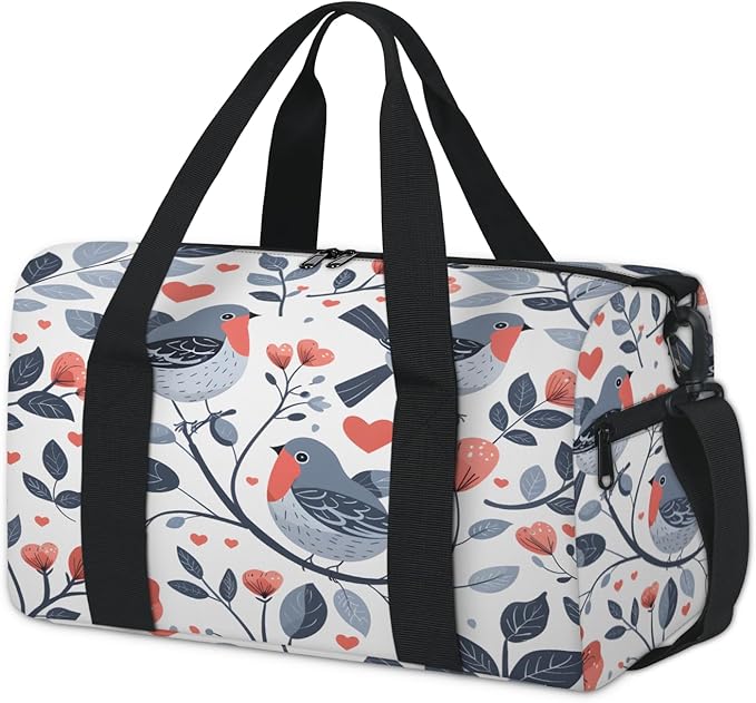 Birds Print Travel Duffle Bag for Women Men, Overnight Weekender Bag, Carry on Tote for Sport Gym
