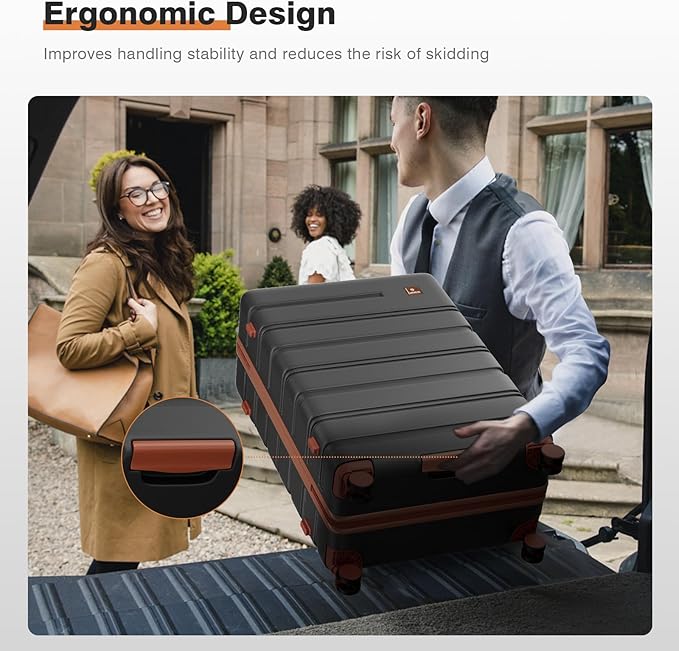Carry on Luggage Set, 20 Inch Suitcase with 100% PC hardshell, Lightweight TSA Locks Quiet Spinner Wheels Durable Zipper, Suitable for Men and Women, Y01 Beige(20"/DB/TB) Slightly Small
