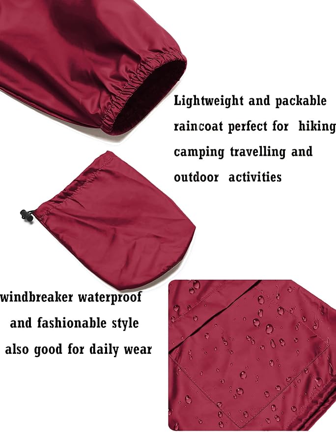 Avoogue Plus Size Raincoat Women Waterproof Rain Jacket Packable Outdoor Hooded Windbreaker