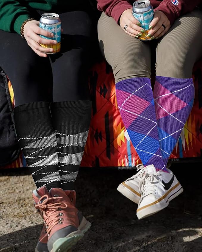 2Packs Compression Socks for Women - 15-20 mmHg Graduated Circulation Support for Nurses, Athletes and Travel