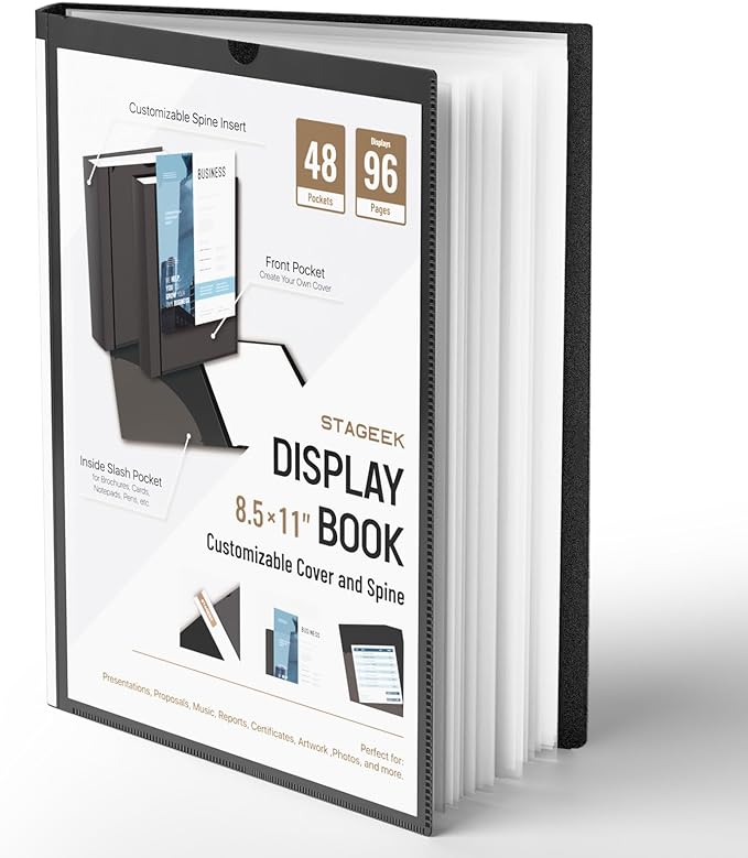 48-Pocket portfolio binder display 96 pages, 8.5x11 Binder with Plastic Sleeves, Art Portfolio Folder with Clear Sheet Protectors, Presentation Book for Artwork, Document Organizer