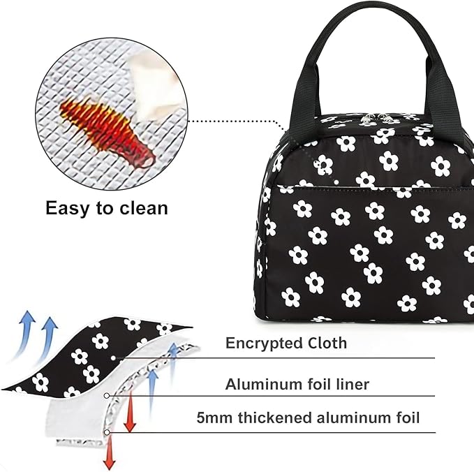 LEDAOU Lunch Box for Women Insulated Lunch Bag Cute Lunchbox Cooler Thermal Reusable Lunch Tote for Work School Picnic Travel
