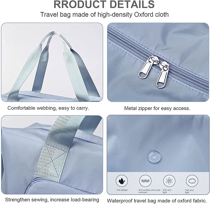 Large Capacity Travel Bag, Foldable Travel Bag, Expandable Travel Duffel Bag, Collapsible Waterproof Large Capacity Travel Handbag, Overnight Bag for Women and Man