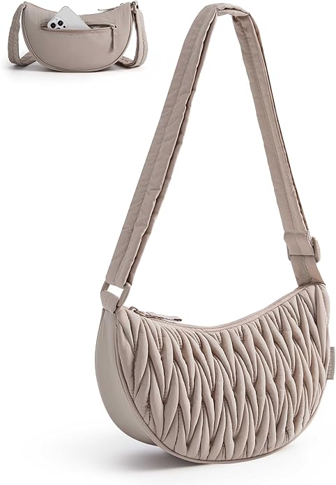 BAGSMART Small Crossbody Bag for Women Men Trendy，Quilted Crossbody Hobo Bag with Adjustable Strap and Inner Pockets