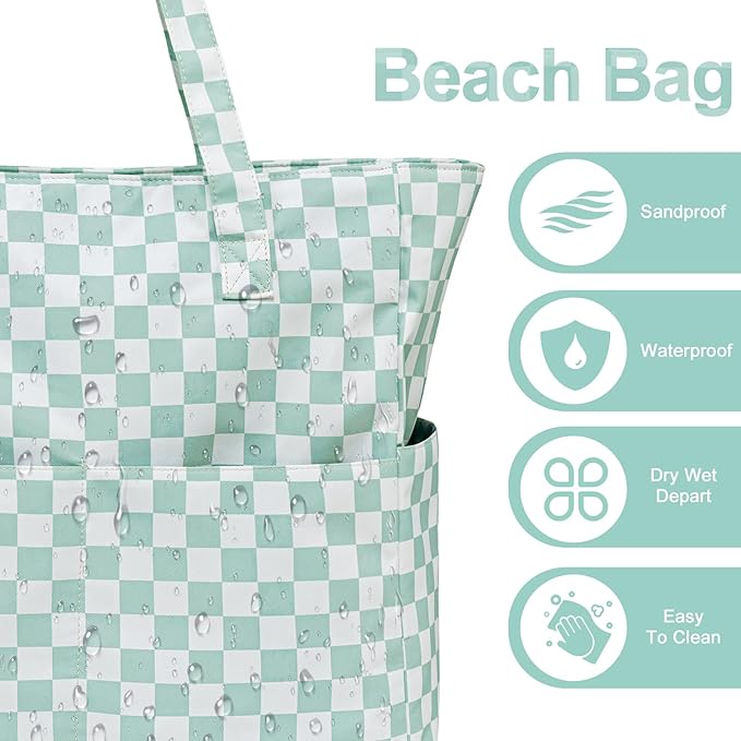 Bluboon Beach Bags for Women, Large Waterproof Tote Bag With Wet Compartment for Pool Weekender Travel Gym