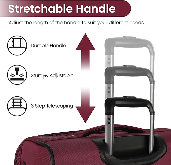 2-Piece Set (22in/32)Softside Expandable 20% Luggage w/TSA LOCK,Front Opening Softside Luggage Sets w/Spinner Wheels,Lightweight Travel Luggage Rolling Suitcase for Men/Women（Burgundy,22in/32in）