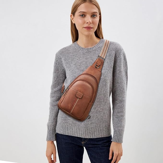 Womens Sling Bag Crossbody Bags for Women Vegan Leather Sling Backpack Daypack Fanny Pack Crossbody Purse Travel