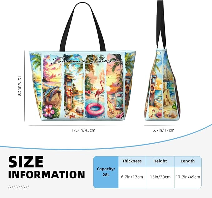 Large Beach Tote Bag Beach Bag Waterproof Sandproof Lightweight Women Tote