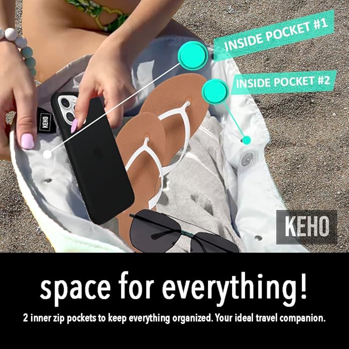 Keho Waterproof Beach Bag with Pockets For Women (Sandproof)