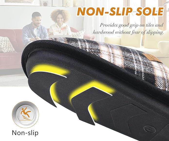 COFACE Mens Cozy Memory Foam Scuff Slippers Casual Slip On Warm House Shoes Indoor/Outdoor Sandal Slippers With Arch Support Rubber Sole Size 7-15
