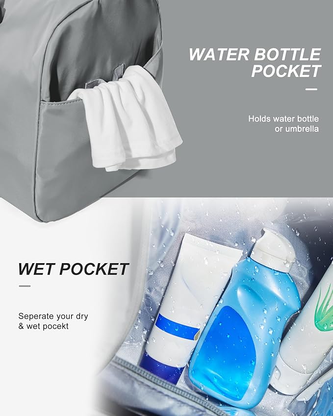 Gym Bag Womens Mens with Shoes Compartment and Wet Pocket Travel Duffel Bags for Women for Plane Sport Gym Tote Bags with Toiletry Bag Waterproof Weekend Overnight Carry on Bag Hospital Holdalls