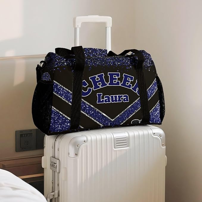 Personalized Cheer Bag Gifts for Girls Sport Cheerleading Gym Travel Duffel Bag Overnight Weekender Bags with Name(Navy)