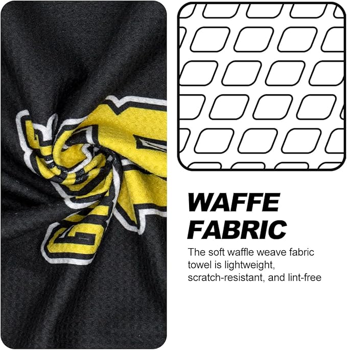 Magnetic Golf Towel, Microfiber Waffle Design with Clip - Industrial Strength Magnet for Strong Hold to Golf Bags, Carts Clubs (Number 18)
