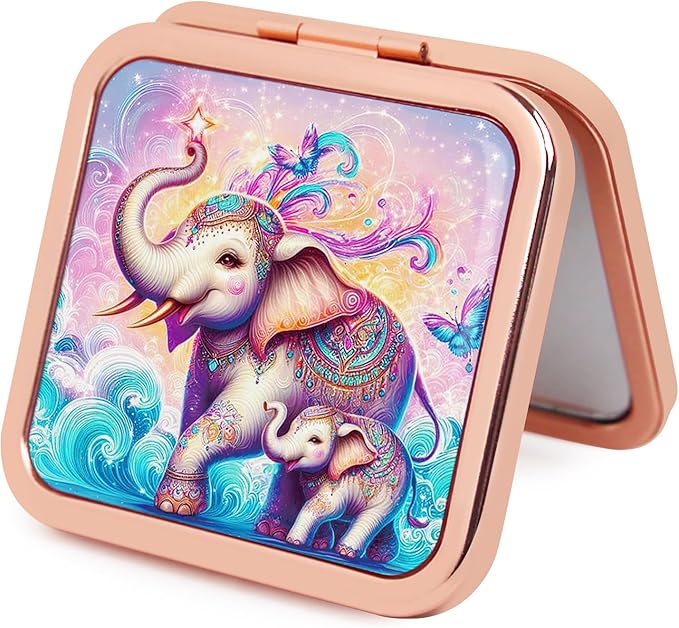 Magnifying Compact Mirror for Purse, 1x/2x Magnification Travel Makeup Mirror 2.8 inch Double-Sided Mini Folding Mirror, Cute Small Pocket Mirror for Gift, Travel Essentials