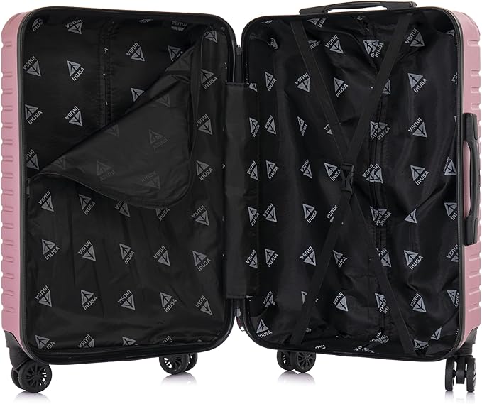 InUSA DEEP Luggage Set with Dual Spinner Wheels and Studs | Spacious Travel Suitcases with Ergonomic Handles | (20/24/28) 3 Piece Hardside Luggage Set | Rose Gold