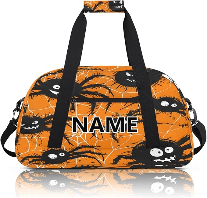 Black Spiders Mini Gym Bag 18 inch for Women Men Waterproof Custom Spiders Halloween Travel Duffel Bag Carry On Overnight Tote Nurse Bag for Work Fitness Hiking