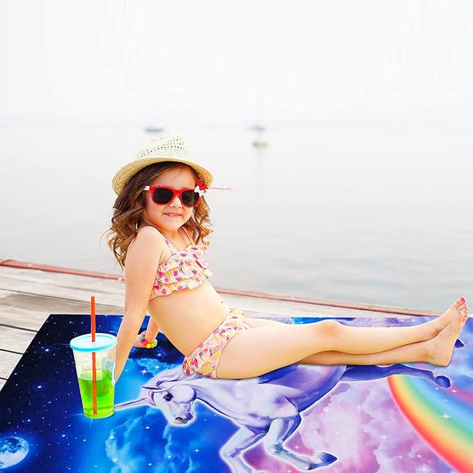LIVILAN 30" x 60" Unicorn Horse Beach Towel, Oversized, Super Soft, Absorbent, Sand Proof, Microfiber for Pool, Swim, Bath, Shower, Perfect for Kids, Girls, Women, Ideal Unicorn Horse Gifts