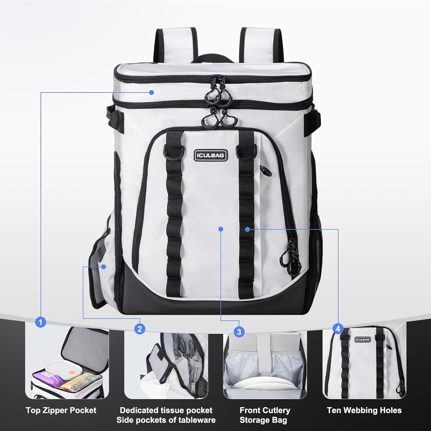 Beach Cooler Backpack for Men 36cans Insulated Backpack Cooler Lunch Bag for Women Camping Hiking Picnic Travel for 18 Hours Cooling 30L