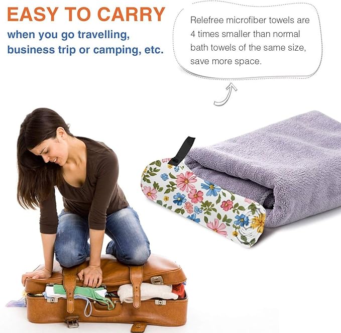 Small Colorful Floral Sand Free Beach Towel – 27.5"X55" Quick Dry Microfiber Beach Towels For Travel, Swimming, Pool, And Camping, Absorbent And Compact Beach Essential For Women, And Men
