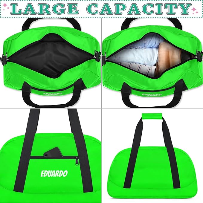 Custom Name Duffle Bag Personalized Kids Gym Bag Travel Overnight Weekender Bag Sports Bag for Boys Girl Green