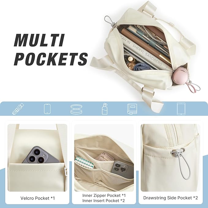 G4Free 10L Mini Gym Bag, Lightweight Small Duffle Bag with Wet Pocket for Women Men, Cute Duffel Bag for Workout Dance Yoga Travel, Beige