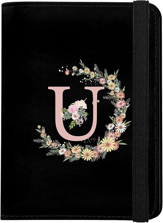 Cute Passport Holder and Holder Combo Passport Cover with RFID Blocking Women Men Compatible Wallet Credit Card Protector (Black-U)
