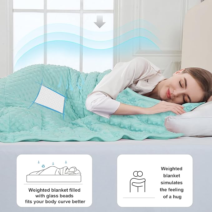 Alomidds Weighted Blanket (48"x72",20lbs Twin Size - Teal), Heavy Blankets for Adults, Cooling Breathable Soft and Comfort Minky, Gravity Blanket Microfiber Material with Glass Beads