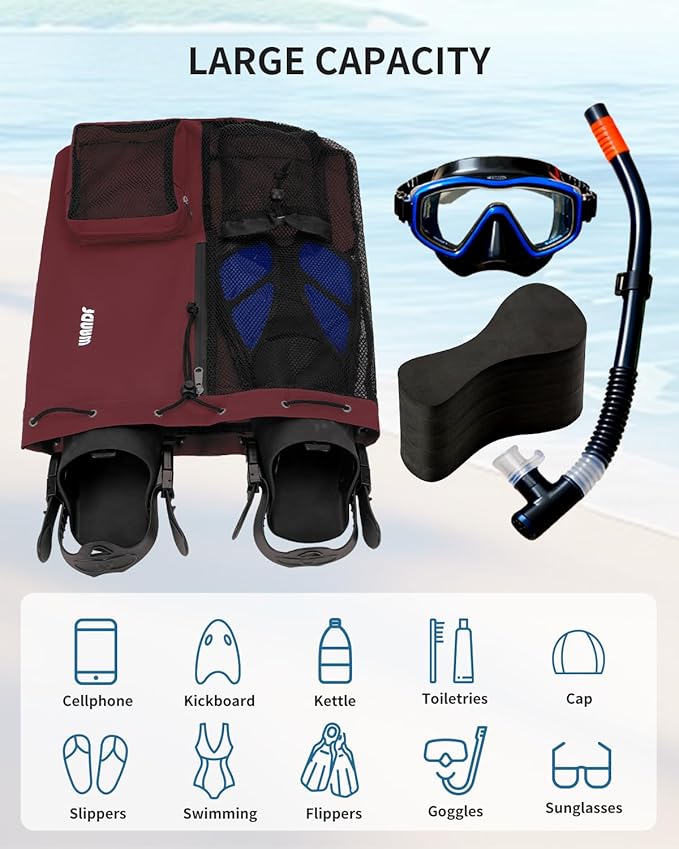 WANDF Swim Bag Mesh Drawstring Backpack with Wet Pocket for Swimming, Gym, and Workout Gear