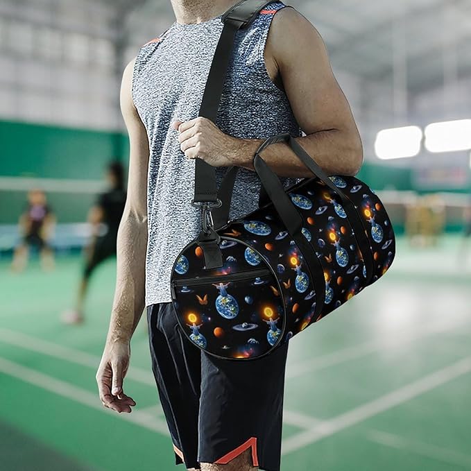 Lightweight Sports Travel Bag African Magic Space Earth Power Woman Abstract Painting Beach Swim Bags Men Women Duffle Bag Foldable Overnight Bags
