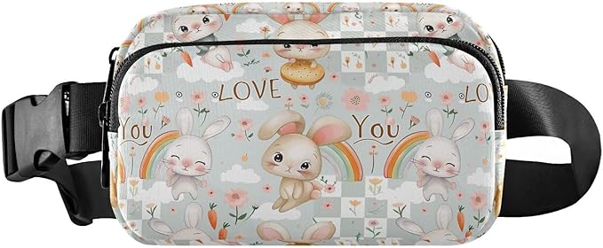 Cute Bunnies Rabbit Fanny Pack for Women Men Water Resistant Fashion Waist Packs with Adjustable Strap Belt Bag for Travel Workout Jogging Hiking 21220154