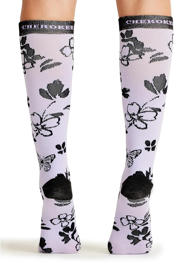 Cherokee Women's 10-15mmHg Compression Socks – Fun Print Knee Highs with Light Support, Soft Feel - PRINTSUPPORT