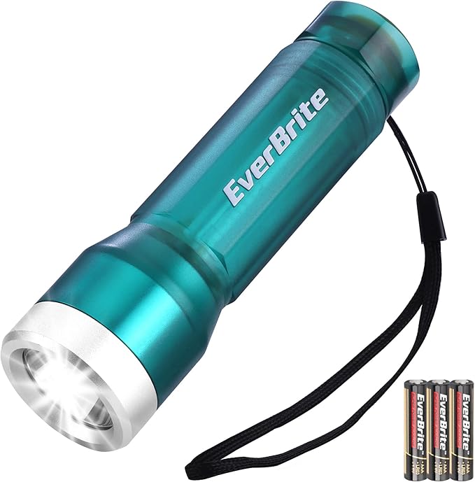 EverBrite Mini Flashlight, LED Flash Light with 3 Modes, 3 AAA Batteries Included, Water-Resistant Small Flashlight for Emergencies and Camping, Blue, Christmas Gifts,1 Pack
