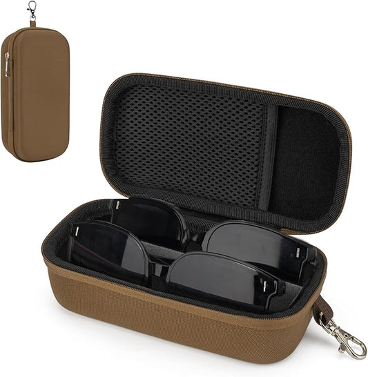 Double Eyeglasses Case,Hard Shell Glasses Case Travel Sunglasses Organizer with Adjustable Slot & Clip for Men Women
