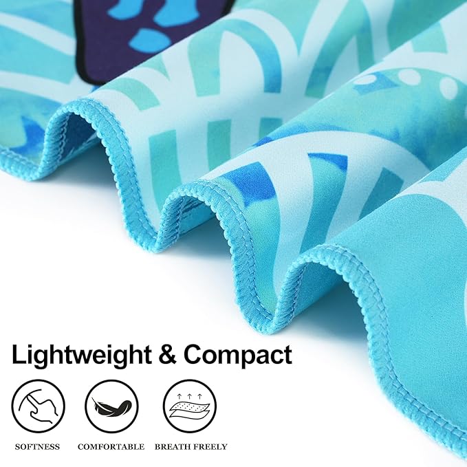 2 Packs Lightweight Thin Microfiber Beach Towel Oversized Quick Dry Compact Sandproof Clearance Towels Sand Free Camping Swimming Easy Pack Travel Essentials Women AdultsSea Turtles Blue Dark Blue