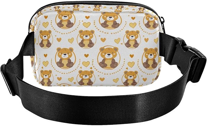 Kawaii Bear Heart Fanny Pack for Women Men Water Resistant Fashion Waist Packs with Adjustable Strap Belt Bag for Travel Workout Jogging Hiking 21219371