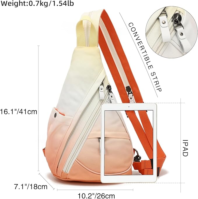 KL928 Canvas Sling Bag - Small Crossbody Backpack Shoulder Casual Daypack Rucksack for Men Women(Yellow+Orangered)