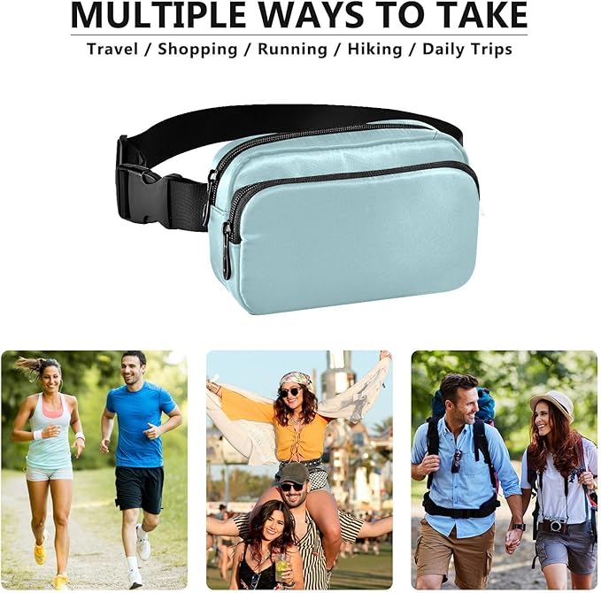 Fanny Pack for Women Men Water Resistant Fashion Waist Packs with Adjustable Strap Belt Bag for Travel Workout Jogging Hiking Powder Blue