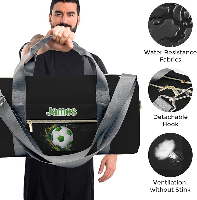 Personalized Tactical Gym Bag For Men，Custom Travel Duffel Bag with Name，Sports Workout Travel Bag with Shoes Compartment-Soccer 2