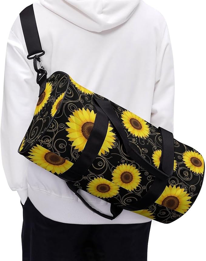 Basketball Football Weekender Bag Floral Sunflower (31) Carry on Beach Yoga Overnight Luggage Bag Sports Gym Bags for Men Women