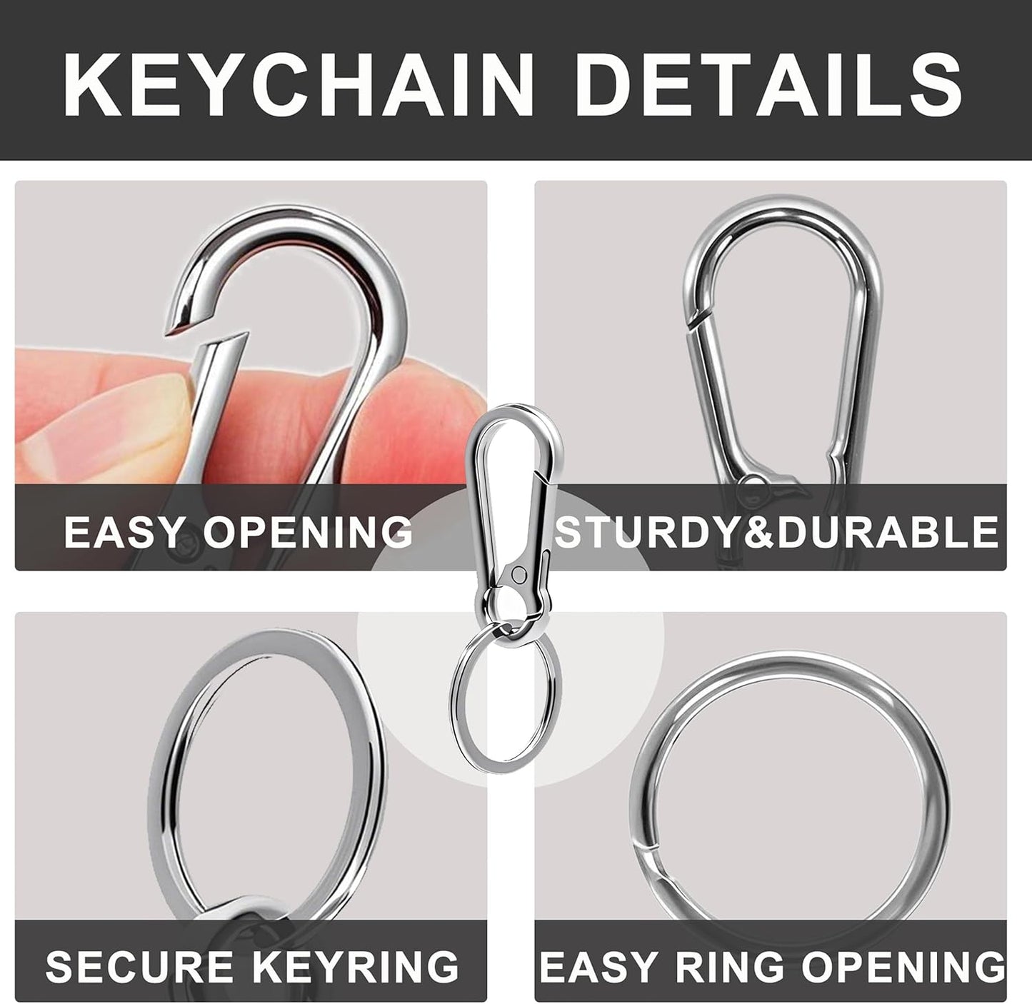Keychain Keyring Set for Men Women Classic Metal Home Car Key Holder Organizer Portable Carabiner Clip Accessories 2PCS