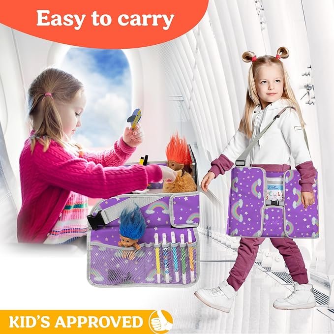 PILLANI Kids Travel Tray for Car - Car Seat Tray for Kids w/ Tablet & Cup Holder - Toddler Travel Activities for Car & Airplane - Road Trip Essentials & Must Haves - Carseat Table Roadtrip Activities