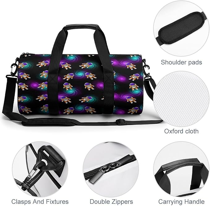 Large Capacity Carry On Weekender Overnight Bag Purple Galaxy Trippy Space Astronauts Beach Swim Bags Men Women Duffle Bag for Travel, Sports
