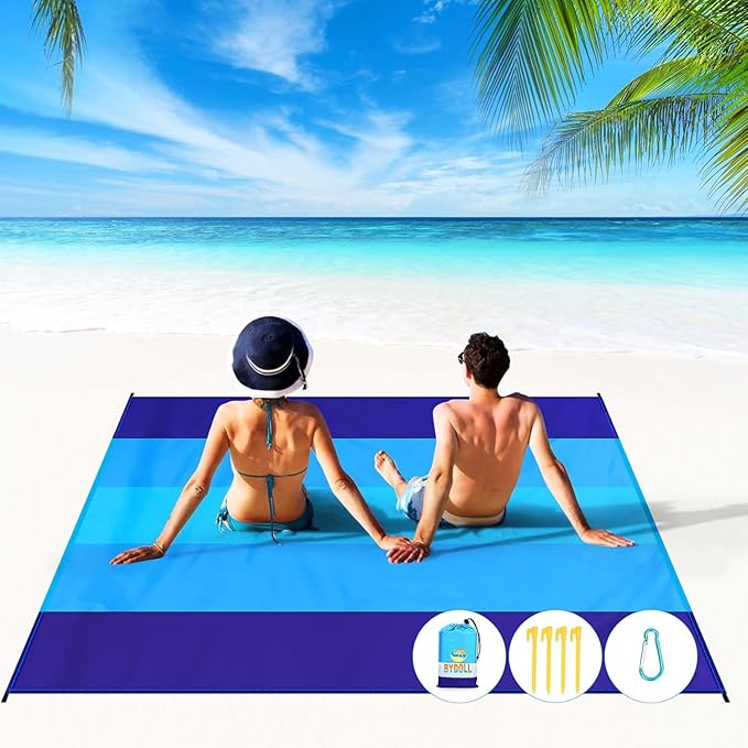 Beach Blanket 78''X81'' 4-7 Adults Quick Drying Outdoor Picnic Mat Accessories for Travel, Hiking，Drying&Compact&Lightweight,Picnic Mat Vacation Essentials for Beach Camping Travel