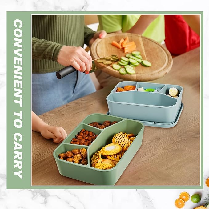 4 Pcs Silicone Bento Box Reusable Lunch Container Smooth Leak Proof Lunch Box Rectangle Bento Boxes for Adult Work Travel Food Meal Compartment Storage, 4 Colors (Classic Colors)