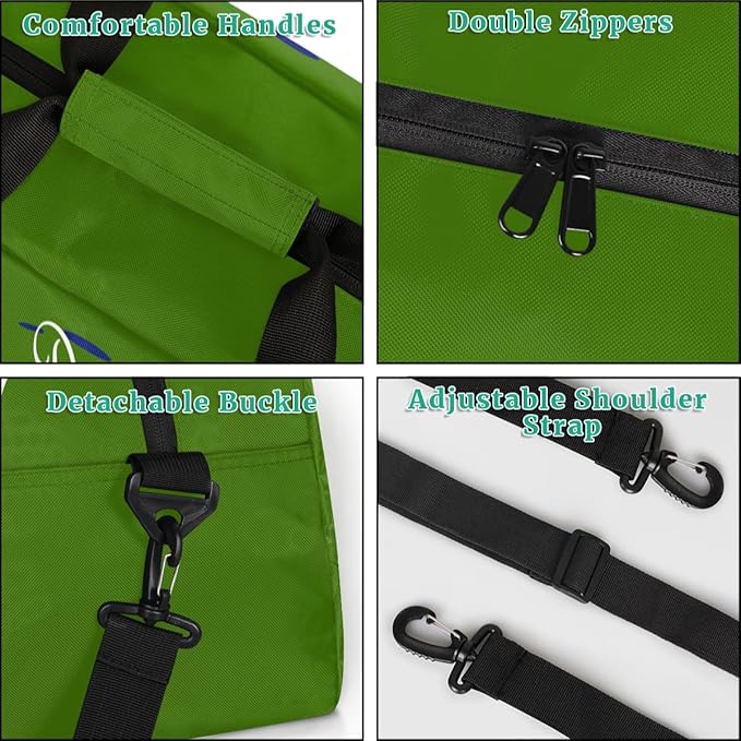 Personalized Small Gym Sport Duffel Bag Custom Name Travel Weekender Tote Carry-On Dance Bag, Customized Kids Gifts,Green